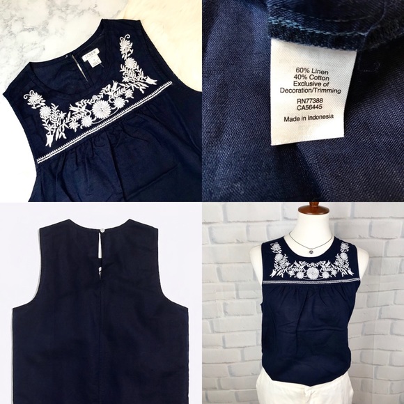 J. C R E W : Floral Embroidered Shell Tank - Picture 3 of 7